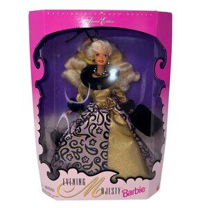 1996 Evening Majesty Barbie Doll Special Edition 17235 Gold Purple Gown Fur Trim